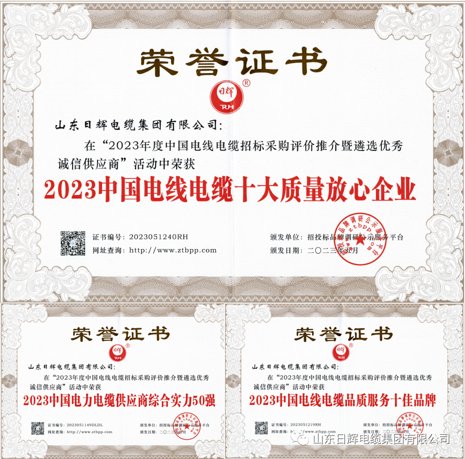 喜报！2023电线电缆招标采购品牌榜单在京发布，日辉电缆集团荣获多个奖项